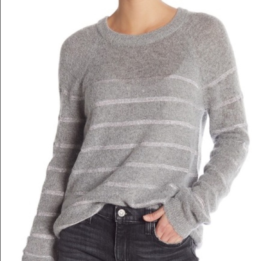 Current Elliott The Victor Metallic Stripe Pullover Sweater